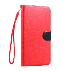 Samsung Galaxy Note 3 Slim Flip Leather Wallet Case (Red Black)